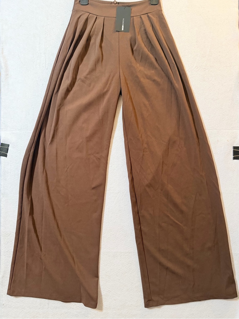 Fashion Nova Brown High-Waist A-Line Wide Leg Skirt-Pants